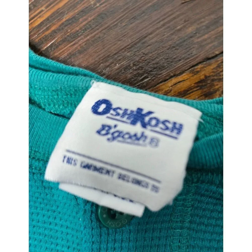 Vintage Oshkosh Blue Waffle Knit Cotton Henley